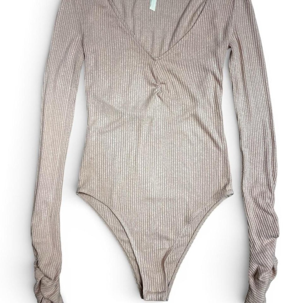 Intimately Free People mauve pink ribbed bodysuit